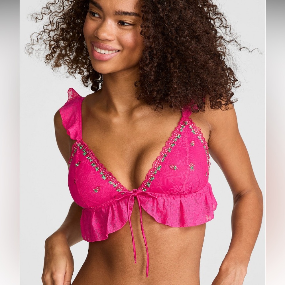 🍓VS Pink Wink Ltd Edition Pink Break exclusive unlined triangle bralette M NWT